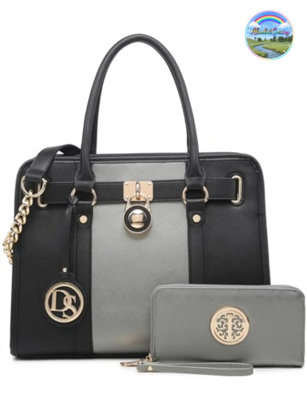 Dasein Vegan Leather Satchel Handbag Purse Set with Matching Wallet